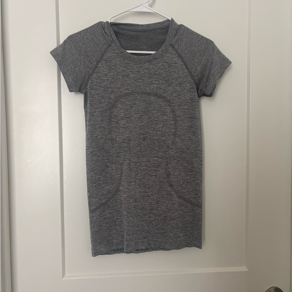Gray swiftly tech short Sleeve Athletic Top Lulemon waist length size 4